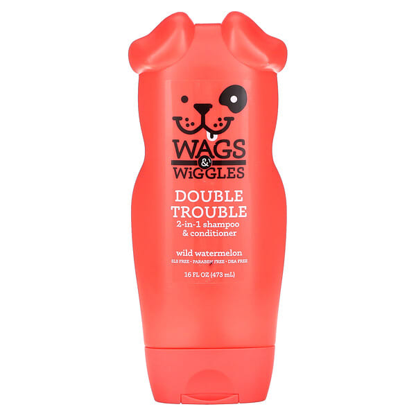 Wags & Wiggles, Double Trouble 2-in-1 Shampoo & Conditioner, Wild Watermelon, 16 fl oz (473 ml) (Discontinued Item)