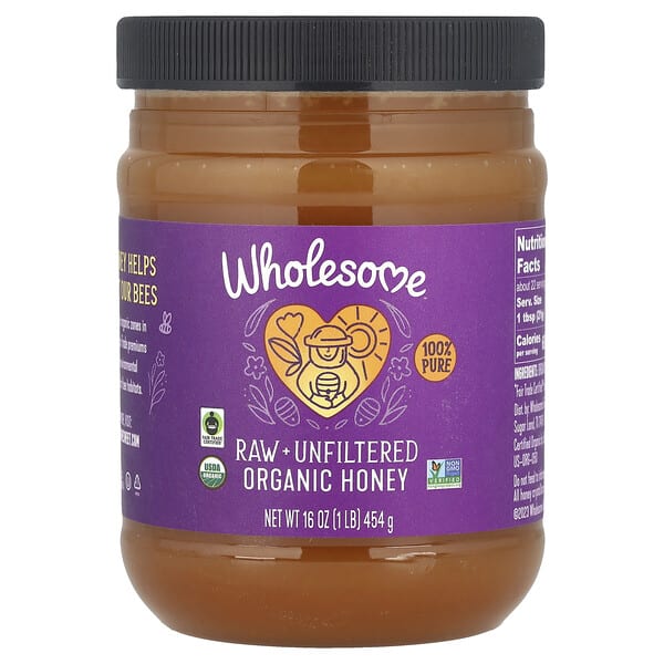 Wholesome Sweeteners, Raw + Unfiltered Organic Honey, 16 oz (454 g)