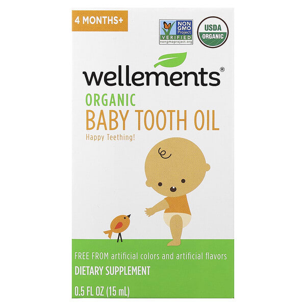 Wellements, Нярайн, Organic Tooth Oil, 4 Months+, 0.5 fl oz (15 ml)