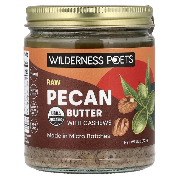 Wilderness Poets, Organic Raw Pecan Butter with Cashews, 8 oz (227 g)
