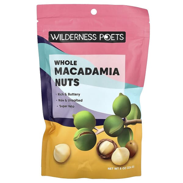 Wilderness Poets, Whole Macadamia Nuts, Unsalted, 8 oz (226 g)