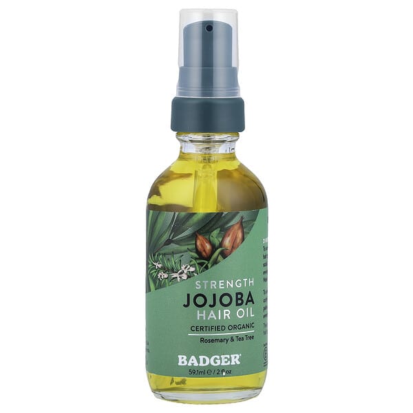 Badger, Jojoba Hair Oil, Rosemary & Tea Tree, 2 fl oz (59.1 ml)