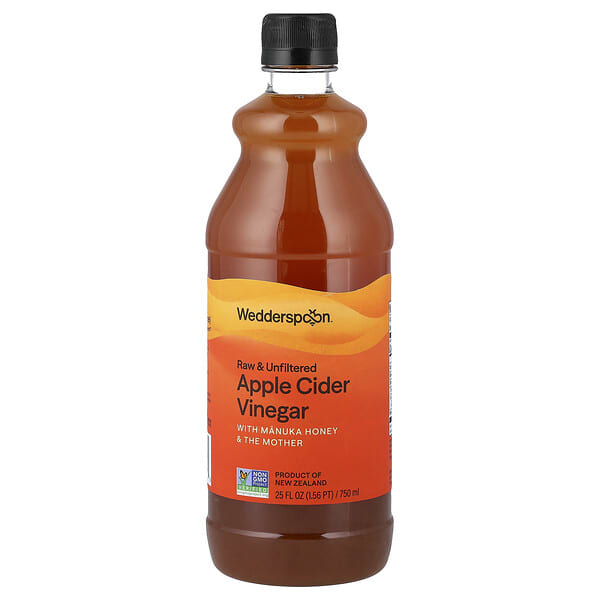 Wedderspoon, алимны цууны хүчил, Raw & Unfiltered, with Manuka Honey & The Mother, 25 fl oz (750 ml)