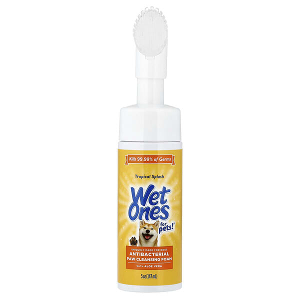 Wet Ones, For Pets™ Antibacterial Paw Cleansing Foam, For Dogs, Tropical Splash, 5 oz (147 ml) (Discontinued Item)