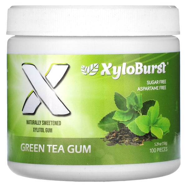 Xyloburst, Xylitol Gum, ногоон цай, 100 ширхэг, 5.29 oz (150 g)