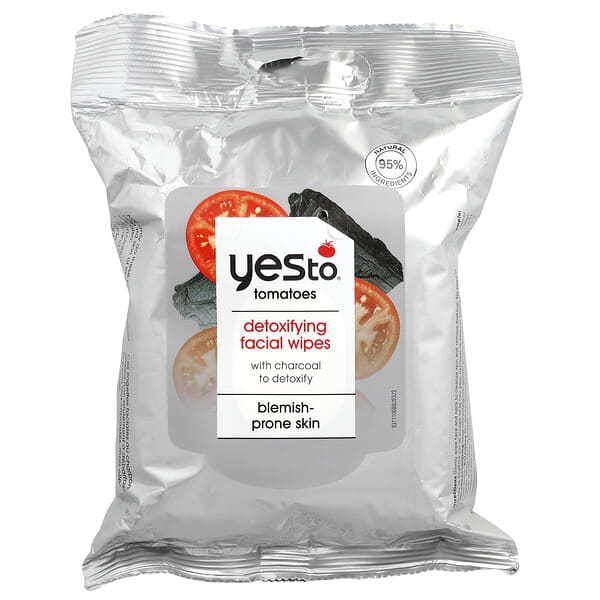 Yes To, Detoxifying Facial Wipes, Blemish-Prone Skin, Tomatoes With Charcoal, 30 Wipes (Discontinued Item)