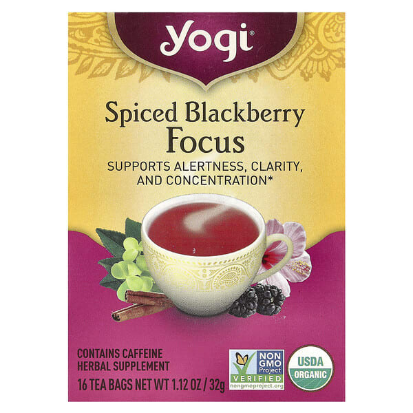 Yogi Tea, Focus, Spiced Blackberry, 16 Tea Bags, 1.12 oz (32 g)