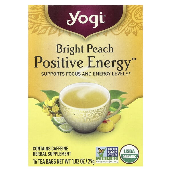 Yogi Tea, Positive Energy™, Bright Peach, 16 Tea Bags, 1.02 oz (29 g)