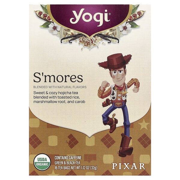 Yogi Tea, Green & Black Tea, S'mores, 16 Tea Bags, 1.12 oz (32 g)