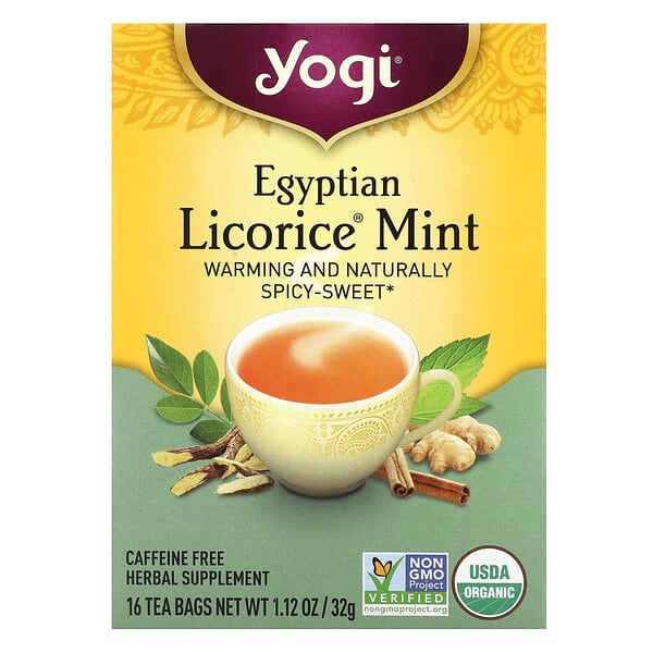 Yogi Tea, Egyptian Licorice® Mint, Caffeine Free, 16 Tea Bags, 1.12 oz (32 g)