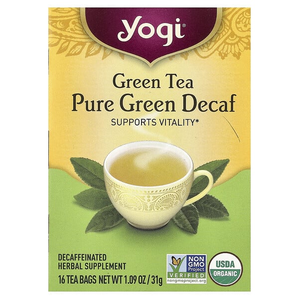 Yogi Tea, Green Tea Pure Green, Decaf, 16 Tea Bags, 1.09 oz (31 g)
