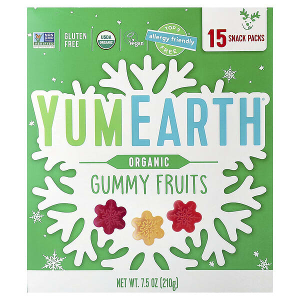 YumEarth, Organic Gummy Fruits, 15 Snack Packs, 0.5 oz (14 g) Each (Discontinued Item)