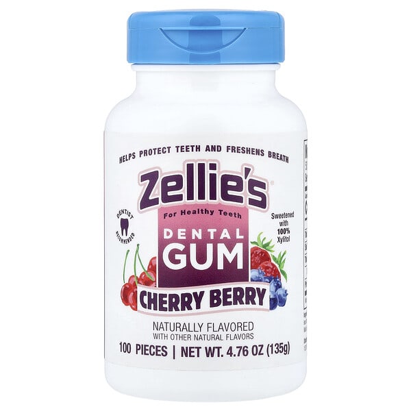 Zellie's, Dental Gum, Cherry жимс, 100 ширхэг
