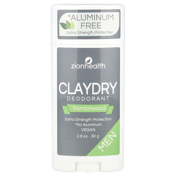 Zion Health, Эрэгтэйчүүдийн, ClayDry Deodorant, Sandalwood, 2.8 oz (80 g)