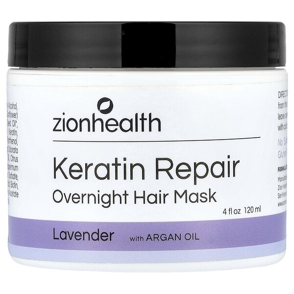 Zion Health, Keratin Repair Overnight Hair Mask, Lavender, 4 fl oz (120 ml) (Discontinued Item)