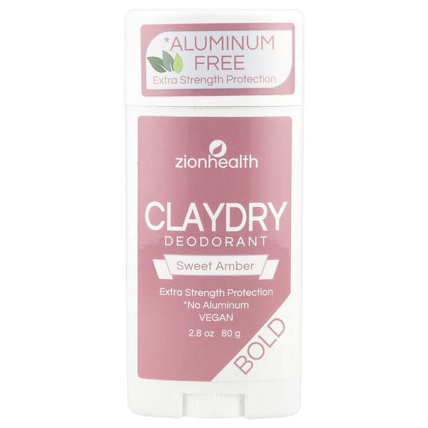 Zion Health, Bold, ClayDry Deodorant, Sweet Amber, 2.8 oz (80 g)