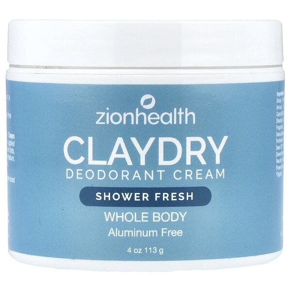 Zion Health, ClayDry Deodorant Cream, Shower Fresh, 4 oz (113 g)