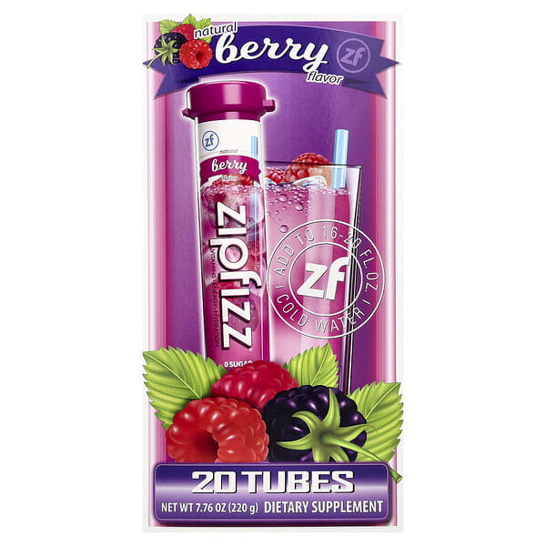 Zipfizz, Energy Drink Mix, жимс, 20 Tubes, 0.39 oz (11 g) тус бүр