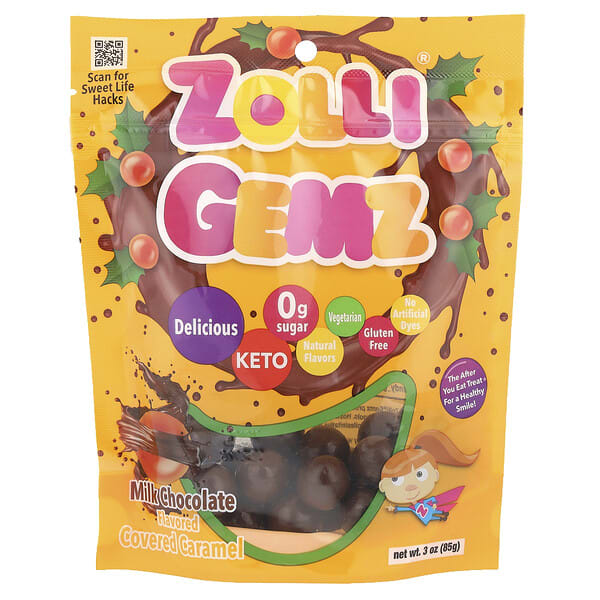 Zollipops, Zolli Gemz®, Milk Chocolate Covered Caramel, 3 oz (85 g) (Discontinued Item)