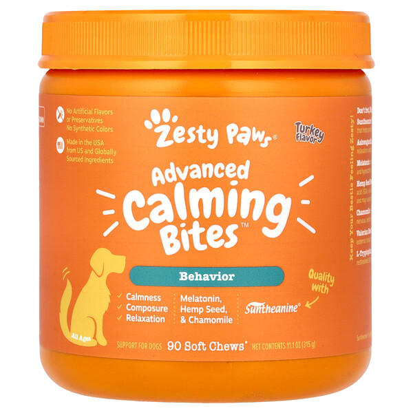 Zesty Paws, Advanced Calming Bites, For Dogs, All Ages, Turkey Flavor, 90 Soft Chews, 11.1 oz (315 g) (Discontinued Item)