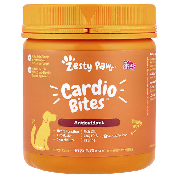Zesty Paws, Cardio Bites™, For Dogs, All Ages, Salmon, 90 Soft Chew, 11.1 oz (315 g)