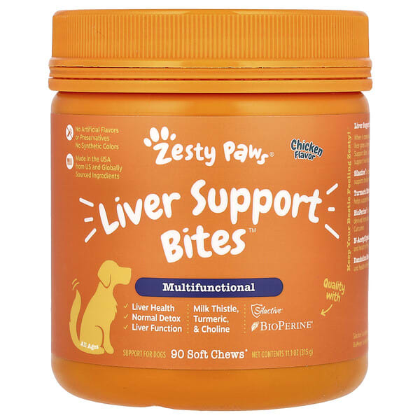 Zesty Paws, Liver Support Bites, For Dogs, All Ages, Chicken, 90 Soft Chews, 11.1 oz (315 g) (Discontinued Item)