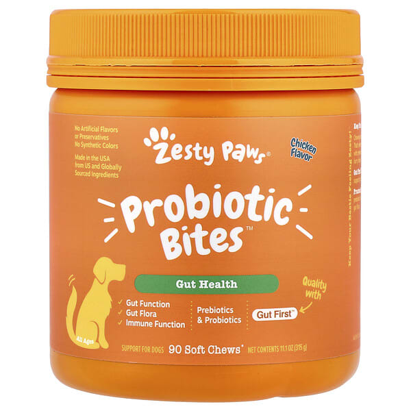 Zesty Paws, Probiotic Bites™, For Dogs, All Ages, Chicken, 90 Soft Chews, 11.1 oz (315 g)