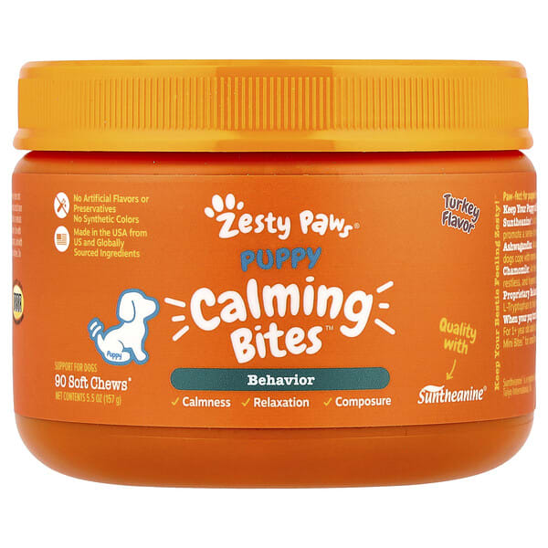Zesty Paws, Puppy Calming Bites™, For Dogs, Turkey, 90 Soft Chews, 5.5 oz (157 g)