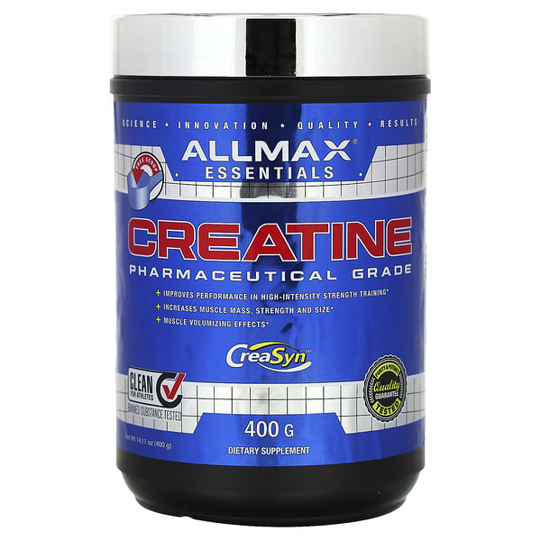 ALLMAX, אבקת קריאטין, 100% קריאטין מונוהידרט ממוזער טהור, קריאטין ברמה פרמצבטית, 400 גרם (14.11 אונקיות)