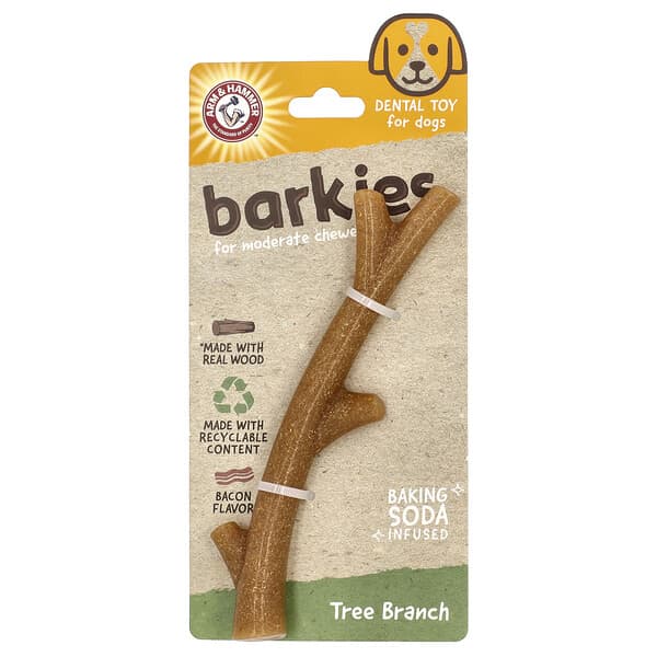 Arm & Hammer, Barkies לטסים בינוניים, צעצוע דנטלי לכלבים, ענף עץ, בייקון, צעצוע 1