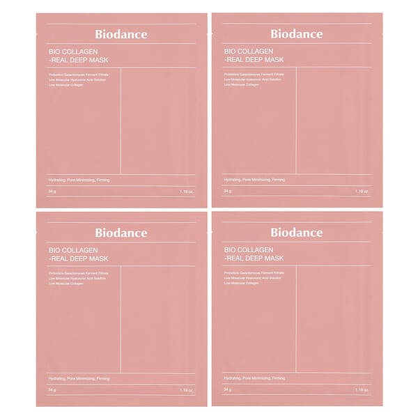 Biodance‏, Bio Collagen-Real Deep Beauty מסכת יופי, 4 יריעות, 34 גרם (1.19 אונקיות) כל אחת