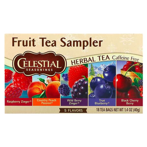 Celestial Seasonings‏, תה פירות במגוון טעמים, נטול קפאין, 5 טעמים, 18 שקיקי תה, 40 גרם (1.4 אונקיות)