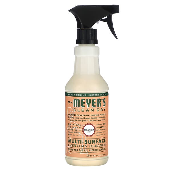 Mrs. Meyers Clean Day, חומר ניקוי לשימוש יומיומי למשטחים מרובים, ניחוח גרניום, 473 מ"ל (16 אונקיות נוזל)