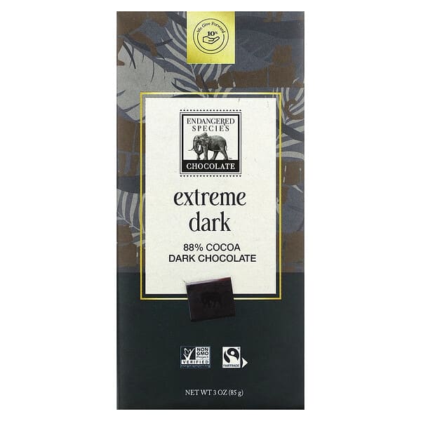 Endangered Species Chocolate‏, שוקולד מריר חזק וקטיפתי, 85 גרם (3 אונקיות)