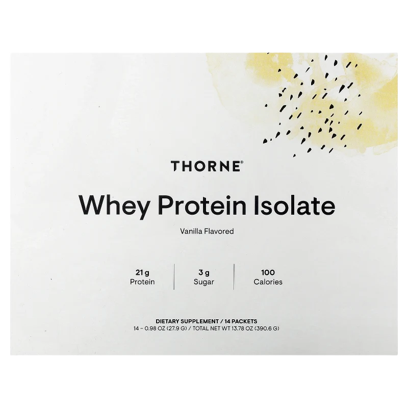 Whey Protein Isolate, Vainilla, 14 Sobres, Thorne
