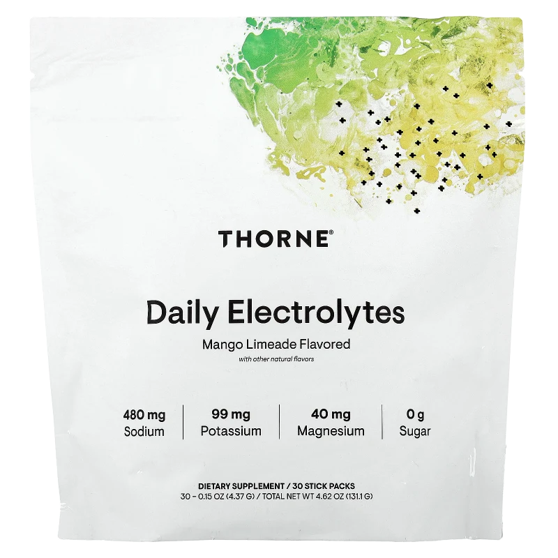 Electrolitos Diarios, Mango Limeade, 30 Sobres, Thorne