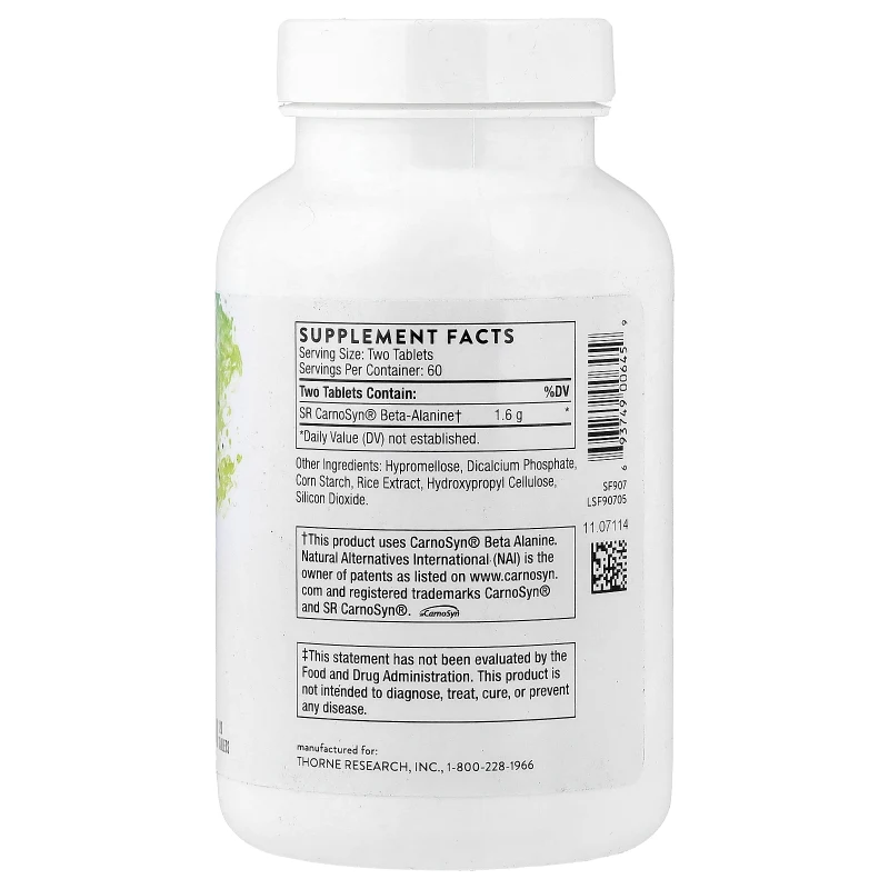 Beta Alanina-SR, 800 mg, 120 Tabletas, Thorne