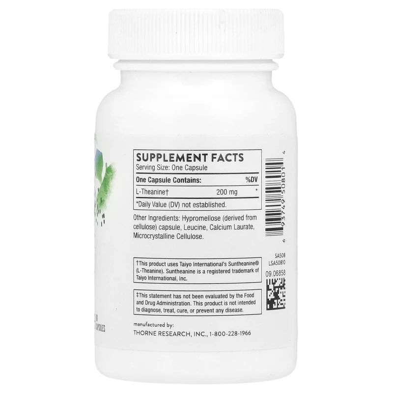 Teanina, 200 mg, 90 Cápsulas, Thorne