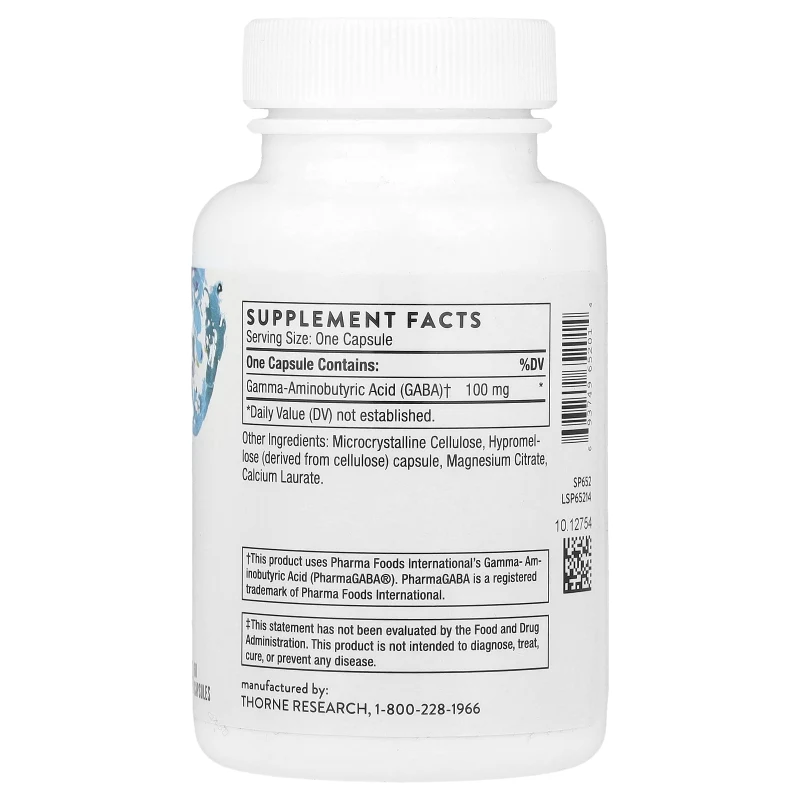 PharmaGABA-100, 100 mg, 60 Cápsulas, Thorne