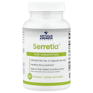Arthur Andrew Medical, Serretia®，全舍雷肽酶，90 粒膠囊（每粒膠囊 125,000 SPU）