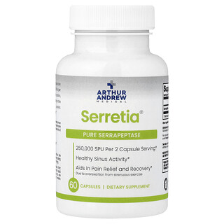 Arthur Andrew Medical, Serretia®，全舍雷肽酶，60 粒膠囊（每粒膠囊 125,000 SPU）