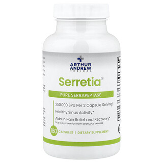 Arthur Andrew Medical, Serretia®，全舍雷肽酶，180 粒膠囊（每粒膠囊 125,000 SPU）