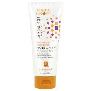 Andalou Naturals, A Path of Light®，乳木果油 + 可可脂護手霜，小柑橘，3.4 液量盎司（100 毫升）