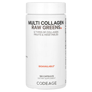 Codeage, 多膠原蛋白未加工綠色蔬菜，180 粒膠囊