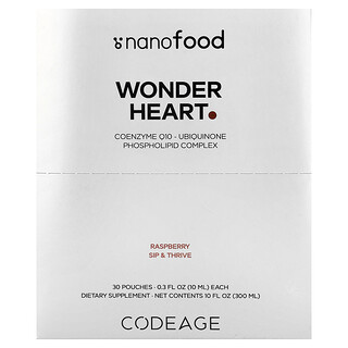 Codeage, Nanofood，Wonder Heart，樹莓味，30 袋，每袋 0.3 液量盎司（10 毫升）