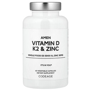 Codeage, Amen，維生素 D、K2 和鋅，60 粒素食膠囊