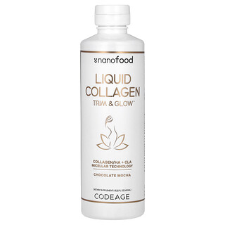 Codeage, Nanofood, Liquid Collagen, Trim & Glow, Chocolate Mocha, 15.22 fl oz (450 ml)