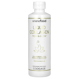 Codeage, Nanofood，液體膠原蛋白，Trim & Glow，法國香草，15.22 液量盎司（450 毫升）