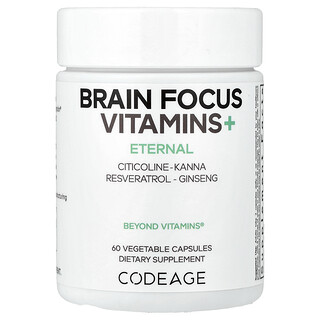 Codeage, Eternal，大腦專注幫助維生素+，60 粒素食膠囊