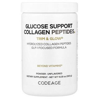 Codeage, GLP-1 膠原蛋白肽粉，Trim & Glow®，原味，10.58 盎司（300 克）